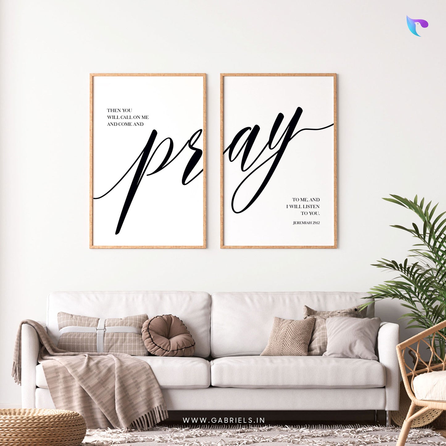Pray (Jeremiah 29:12) Set of 2 | Bible Verse Frame | Christian Wall Decor